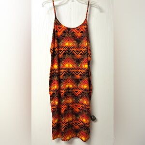 Absolutely Vibrant Orange and Black Midi Sundress